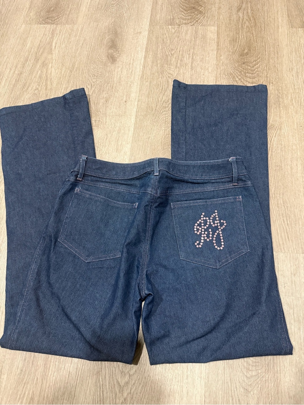 Betsey Johnson low rise Boot Cut Jeans with Rhinestone Pocket vintage 90s